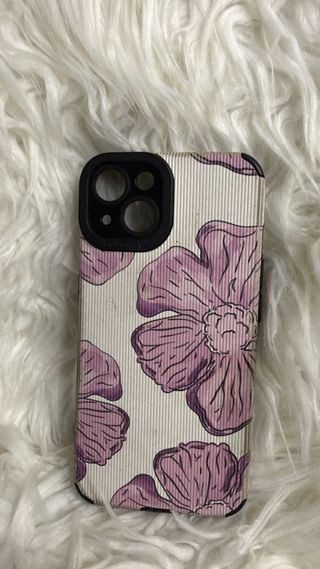 Custodia per iPhone 13 con design floreale in toni viola