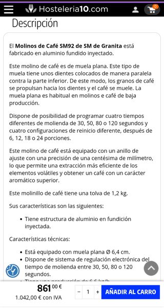 Molinillo Café Profesional San Marco