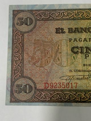 Billete 50 Pesetas Banco de España 1938