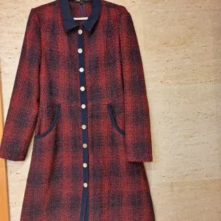 Vestido Maje cuadros rojo y azul