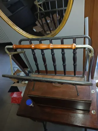 Portariviste vintage anni '60 metallo e legno