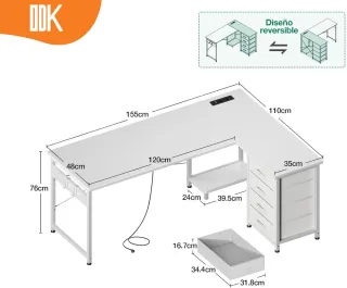 Escritorio esquinero 155x110cm