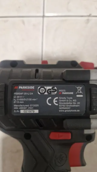 Taladro Parkside Brushless 20V