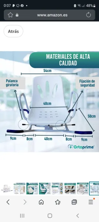 Silla Ortoprime para Bañera