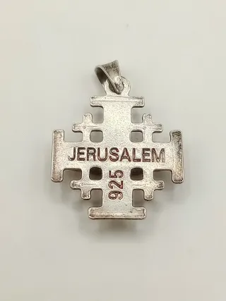 Ciondolo Croce Gerusalemme crociate Argento 925