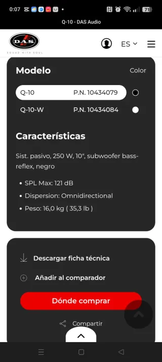 DAS Audio Q-10 Sistema Pasivo Subwoofer