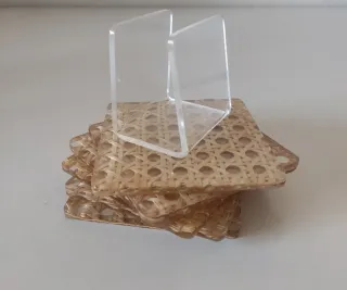 POSAVASOS VINTAGE AÑOS 70 RATÁN Y METACRILATO