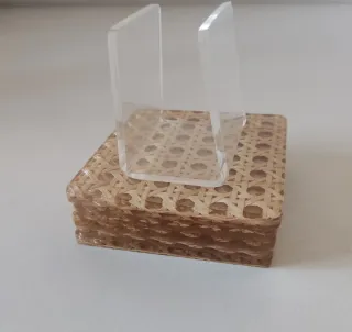 POSAVASOS VINTAGE AÑOS 70 RATÁN Y METACRILATO