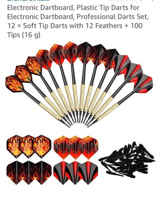 Juego de 12 dardos punta blanda 30 plumas