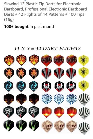 Juego de 12 dardos punta blanda 30 plumas