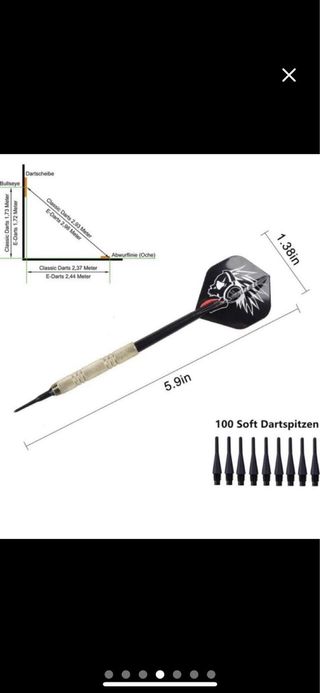 Juego de 12 dardos punta blanda 30 plumas