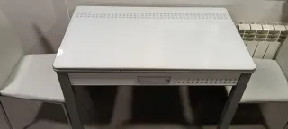 Mesa de cocina cristal y metal extensible