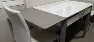 Mesa de cocina cristal y metal extensible