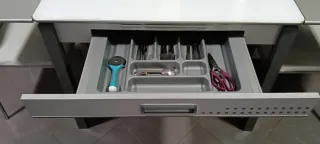 Mesa de cocina cristal y metal extensible