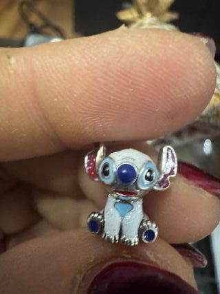 Charm Plata S925 Stitch Azul Blanco