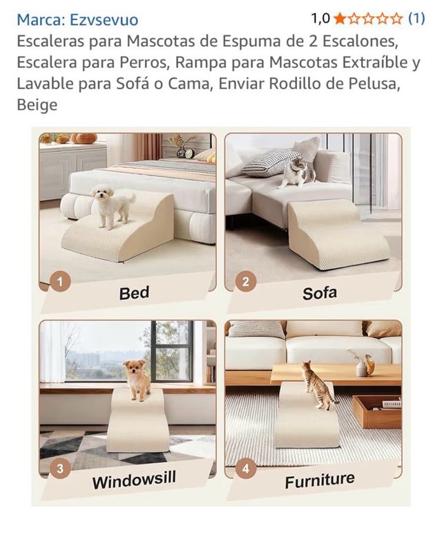 Escaleras para Mascotas de Espuma 2 Escalones