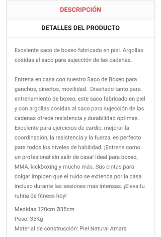 Saco Boxeo 120x40cm BRUISER Uppercut.