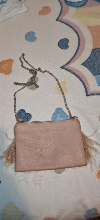Bolso fiesta plumas beige