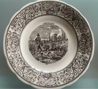 Coppia piatti ceramica decorati caccia