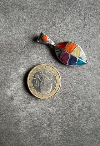 Colgante Plata Hoja Arcoíris Multicolor