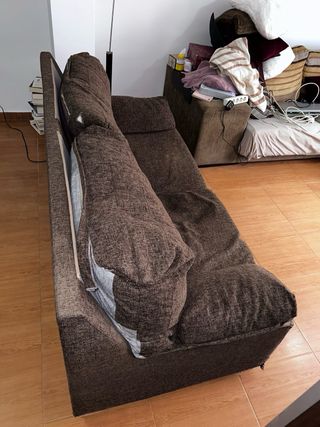 Sofá 2 y 3 plazas tela color marrón