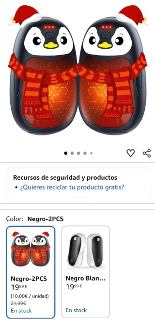 Calentador de manos pingüino recargable