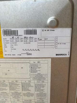 Caldera Baxi 33/33F Gas Condensación Revisada