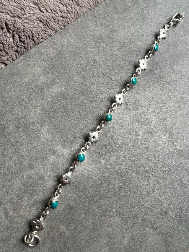 Pulsera Plata Perú Chacanas y Turquesa