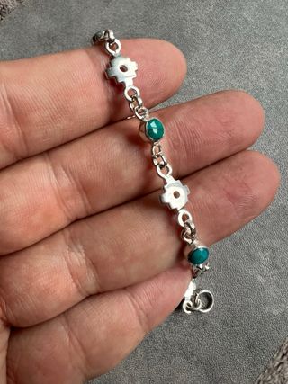 Pulsera Plata Chacanas y Turquesa