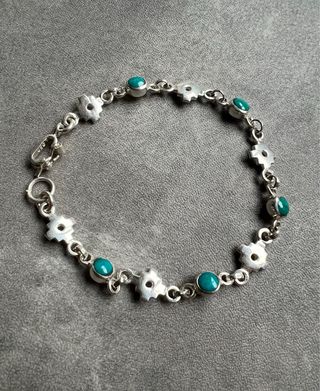 Pulsera Plata Chacanas y Turquesa
