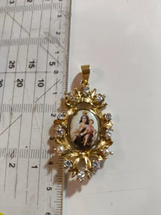 Colgante Virgen Plata Bañada Oro