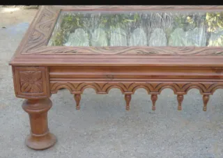 Mesa baja madera y cristal