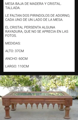 Mesa baja madera y cristal