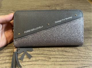 Portafoglio donna glitterato grigio/argento