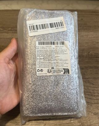 Portafoglio donna glitterato grigio/argento