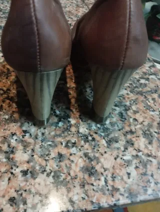 Zapatos tacon cordones mujer marrones