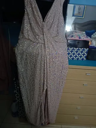 Vestido fiesta ASOS rosa lentejuelas irisadas