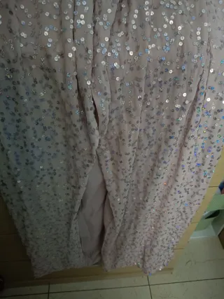 Vestido fiesta ASOS rosa lentejuelas irisadas