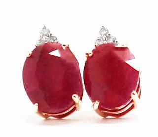 Pendientes Oro 14k Rubí y Brillantes Naturales