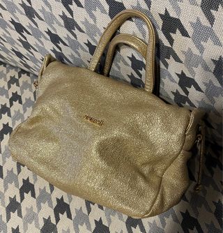 Bolso mujer dorado asas
