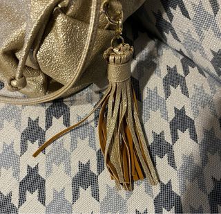 Bolso mujer dorado asas