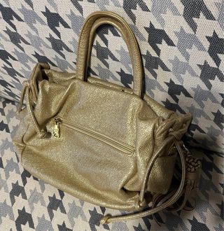 Bolso mujer dorado asas