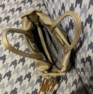 Bolso mujer dorado asas