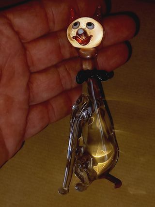 Estatueta de gato em vidro de Murano