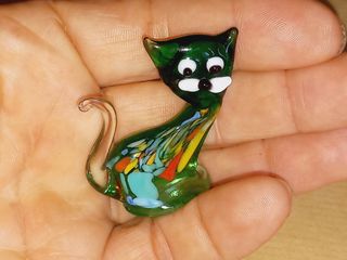 Pequena Estatueta de gato em vidro de Murano