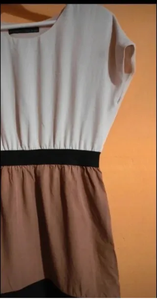 Vestido Zara Tricolor Beige Negro camel