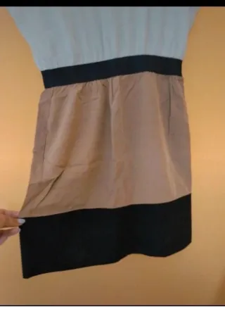 Vestido Zara Tricolor Beige Negro camel