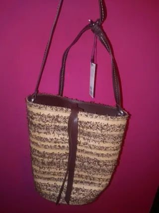 Bolso Adolfo Dominguez Beige y Marrón Nuevo