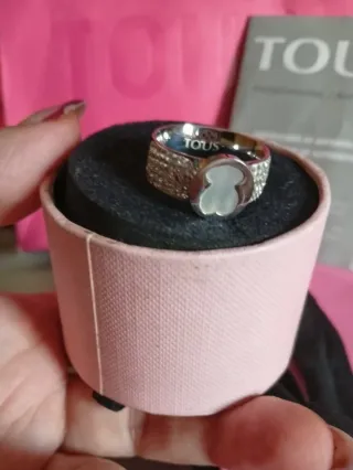Anillo Tous Oso de Nacar y Zirconitas Talla 18