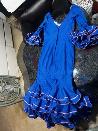 Traje Flamenca Azul y Rosa